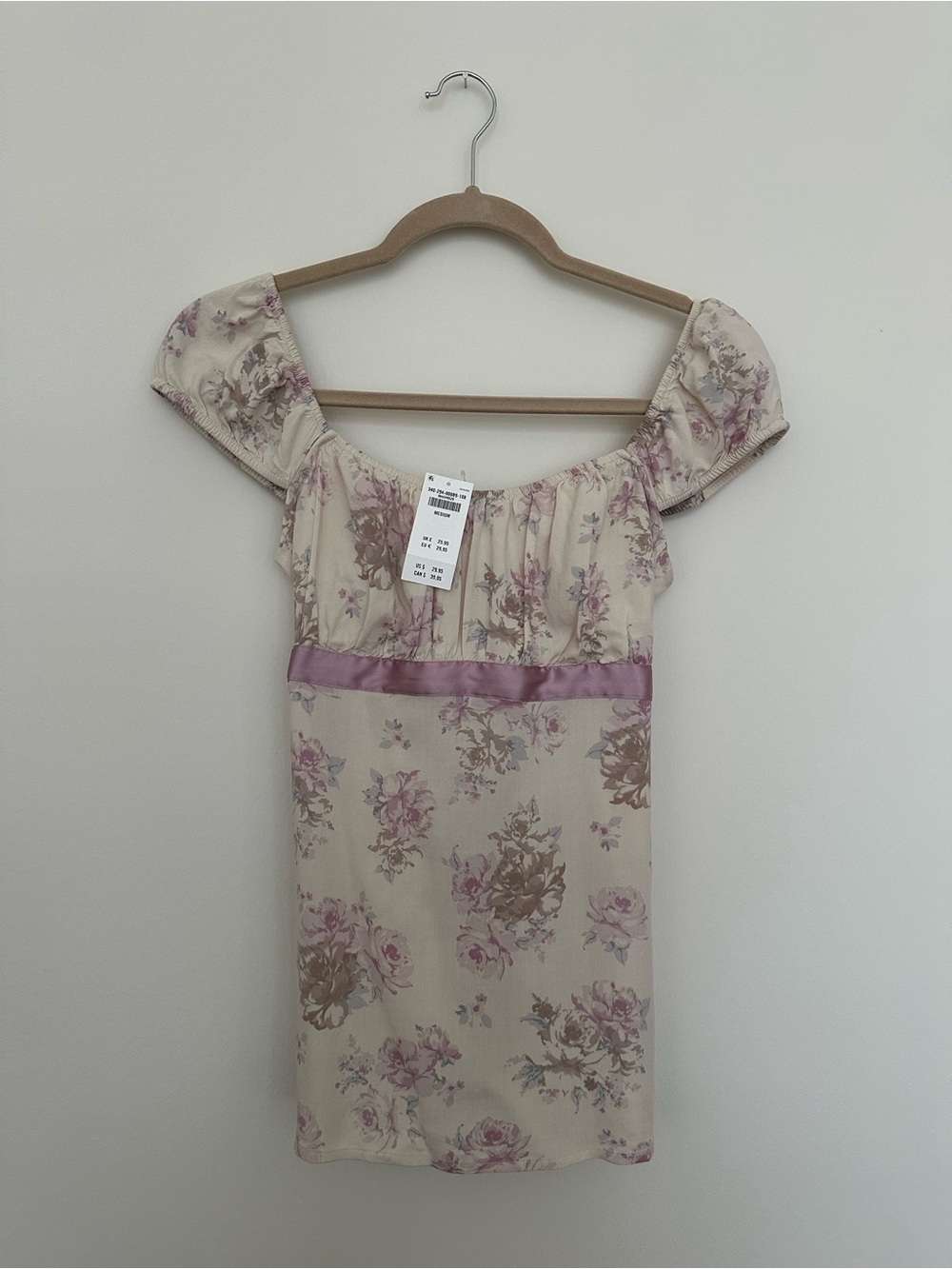 Floral Off-Shoulder Blouse in Cream and Lavender